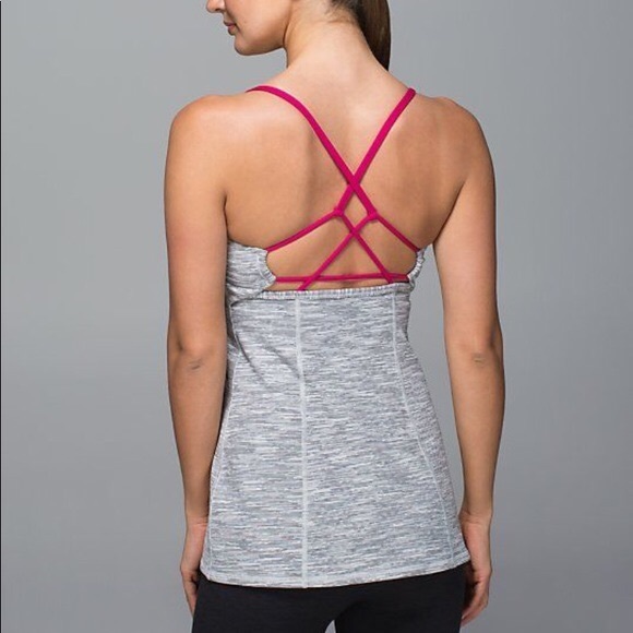 lululemon athletica Tops - Lululemon Dancing Warrior Strappy Tank Gray & Pink